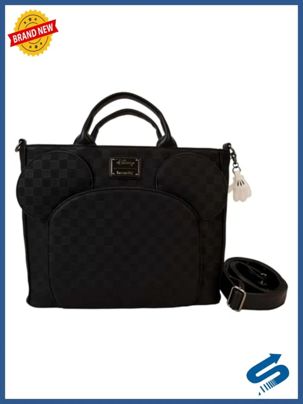 Loungefly Mickey Checkered Convertible Backpack Tote Faux Leather